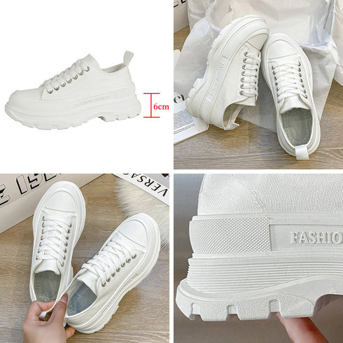 厚底スニーカー キャンバススニーカー韓国 レディース ローカット 韓国ファッション 靴 履きやすい ボリュームシューズ レースアップ カジュアル 美脚くつ春秋夏 2KCHAO-002