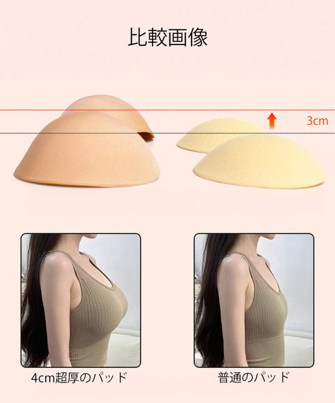 4倍盛りシリコンブラ 洗える極厚粘着ブラ ボリュームアップ 水着用シリコンパッド 小胸向け 4cm超厚ブラカップ 落ちないニプレスパッド ニップルカバー 強粘着力 2LALISHA-001