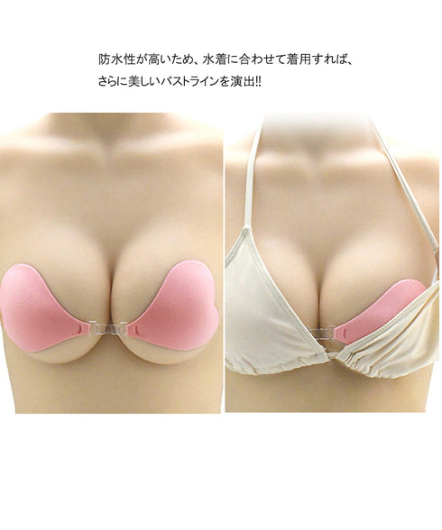ハート型シリコンブラ盛れるシリコンパッド ストラップレス 粘着ブラ ニップレスパッド 水着ブラ 快適フィット セクシーランジェリー 谷間盛れる 防水パッドコスプレ 2LALISHA-003