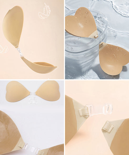 ハート型シリコンブラ盛れるシリコンパッド ストラップレス 粘着ブラ ニップレスパッド 水着ブラ 快適フィット セクシーランジェリー 谷間盛れる 防水パッドコスプレ 2LALISHA-003