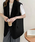 テーラードベスト レディースジレ 韓国風 テーラードジレ ダブルボタン ノースリーブジャケット 体型カバーベスト着やせ オフィスカジュアル 春夏秋冬ライトアウター 2LASA-001