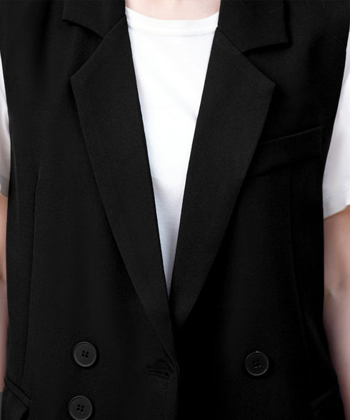 テーラードベスト レディースジレ 韓国風 テーラードジレ ダブルボタン ノースリーブジャケット 体型カバーベスト着やせ オフィスカジュアル 春夏秋冬ライトアウター 2LASA-001