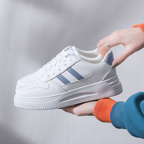 ローカットスニーカー 白 レディース韓国 カジュアル フラットシューズ 歩きやすい おしゃれ PUレザースニーカー 通勤通学美脚シューズ レースアップ靴履きやすい 2LONG-001
