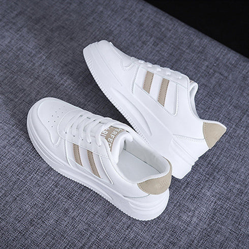 ローカットスニーカー 白 レディース韓国 カジュアル フラットシューズ 歩きやすい おしゃれ PUレザースニーカー 通勤通学美脚シューズ レースアップ靴履きやすい 2LONG-001