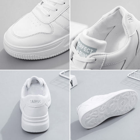 ローカットスニーカー 白 レディース韓国 カジュアル フラットシューズ 歩きやすい おしゃれ PUレザースニーカー 通勤通学美脚シューズ レースアップ靴履きやすい 2LONG-001