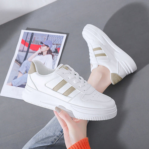 ローカットスニーカー 白 レディース韓国 カジュアル フラットシューズ 歩きやすい おしゃれ PUレザースニーカー 通勤通学美脚シューズ レースアップ靴履きやすい 2LONG-001