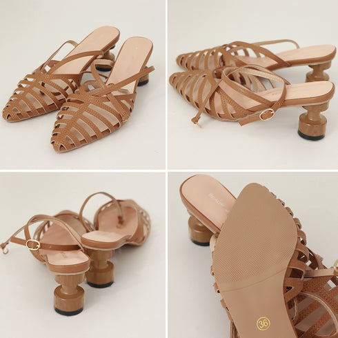 ポインテッドトゥ グルカサンダル レトロ お洒落 ストラップサンダル 歩きやすい レディースサンダル 脱げない ローヒール靴 疲れにくい サマーシューズ 大人上品 2LONG-002