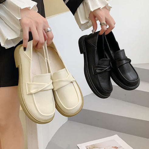 ローファー レディース パンプス 厚底靴 韓国歩きやすい 大人女子 学生靴 ラウンドトゥ シューズ レトロ 美脚パンプス 疲れにくい レザー調パンプス黒 通勤通学 2LONG-003