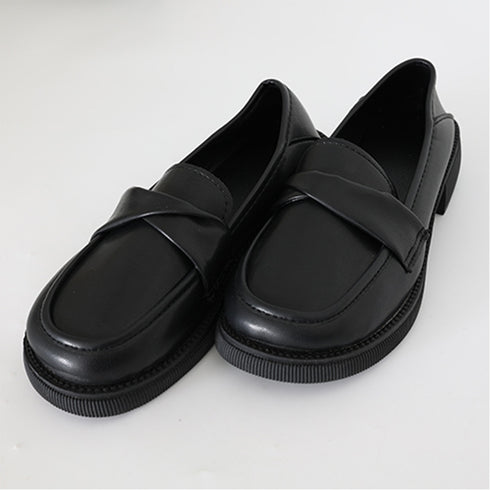 ローファー レディース パンプス 厚底靴 韓国歩きやすい 大人女子 学生靴 ラウンドトゥ シューズ レトロ 美脚パンプス 疲れにくい レザー調パンプス黒 通勤通学 2LONG-003