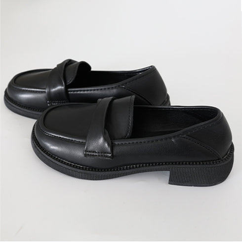 ローファー レディース パンプス 厚底靴 韓国歩きやすい 大人女子 学生靴 ラウンドトゥ シューズ レトロ 美脚パンプス 疲れにくい レザー調パンプス黒 通勤通学 2LONG-003