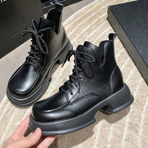 ショートブーツ 厚底 ワークブーツ 美脚 レディース ミドルブーツ履きやすい カッコいい ストームブーツ 韓国10代20代30代 オルチャンカジュアル靴 疲れない 2LONG-005