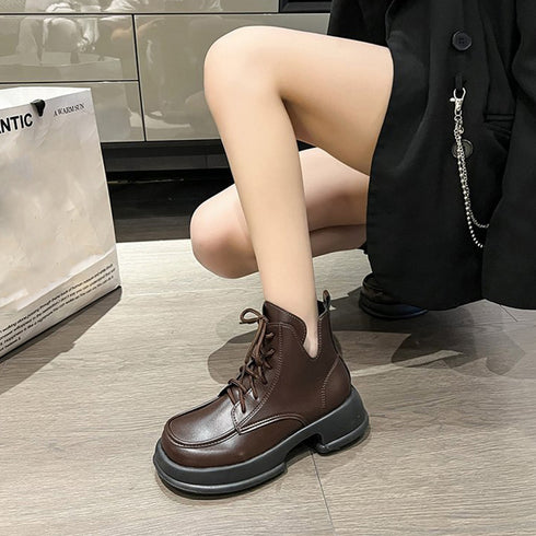 ショートブーツ 厚底 ワークブーツ 美脚 レディース ミドルブーツ履きやすい カッコいい ストームブーツ 韓国10代20代30代 オルチャンカジュアル靴 疲れない 2LONG-005