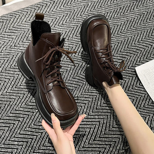 ショートブーツ 厚底 ワークブーツ 美脚 レディース ミドルブーツ履きやすい カッコいい ストームブーツ 韓国10代20代30代 オルチャンカジュアル靴 疲れない 2LONG-005