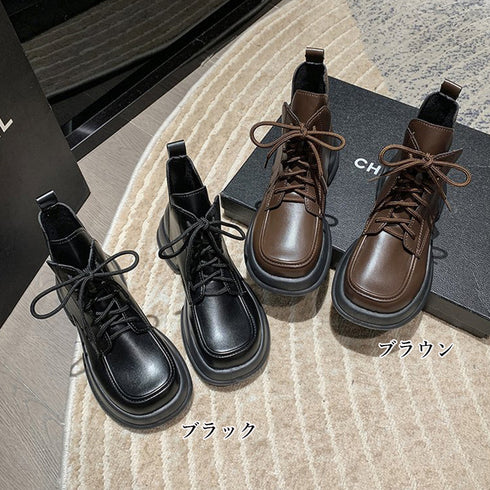 ショートブーツ 厚底 ワークブーツ 美脚 レディース ミドルブーツ履きやすい カッコいい ストームブーツ 韓国10代20代30代 オルチャンカジュアル靴 疲れない 2LONG-005