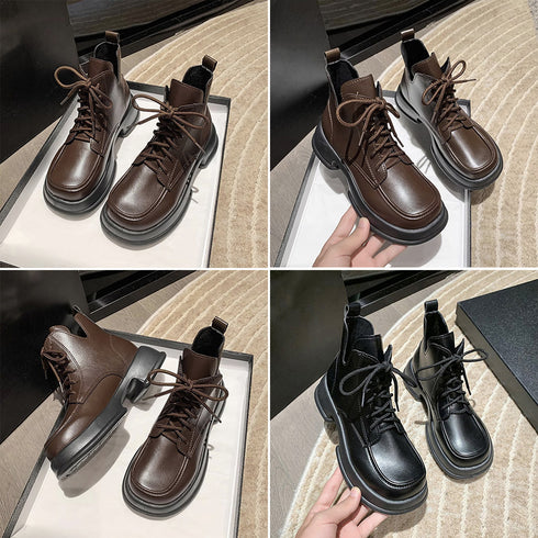 ショートブーツ 厚底 ワークブーツ 美脚 レディース ミドルブーツ履きやすい カッコいい ストームブーツ 韓国10代20代30代 オルチャンカジュアル靴 疲れない 2LONG-005