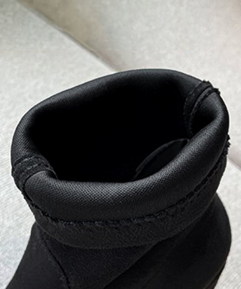 スエード調ショートブーツ 太ヒールブーツ おしゃれ ストレッチブーツ チャンキーヒール レディース 美脚ブーティ ラウンドトゥミドルブーツ 黒 通勤 歩きやすい靴 2LONG-006