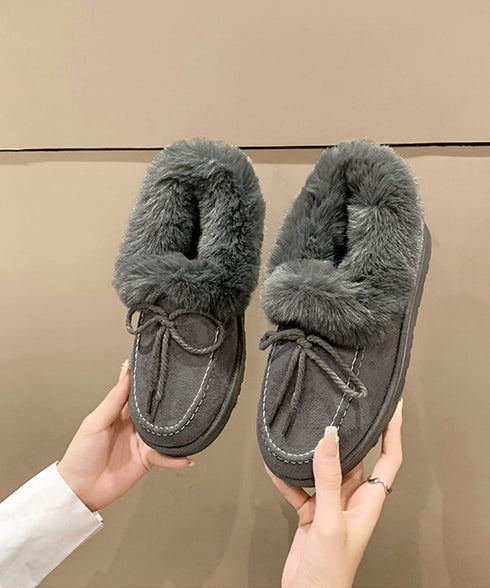 モカシン レディース ボアローファー冬靴 可愛い フェイクファーパンプス ぺたんこ 暖かい ムートンスリッポン スエード調 履きやすい ふわふわシューズ 疲れない 2LONG-007