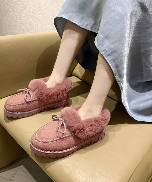 モカシン レディース ボアローファー冬靴 可愛い フェイクファーパンプス ぺたんこ 暖かい ムートンスリッポン スエード調 履きやすい ふわふわシューズ 疲れない 2LONG-007