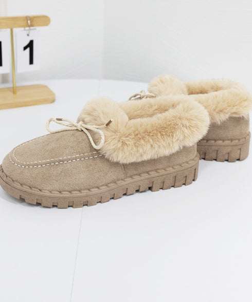 モカシン レディース ボアローファー冬靴 可愛い フェイクファーパンプス ぺたんこ 暖かい ムートンスリッポン スエード調 履きやすい ふわふわシューズ 疲れない 2LONG-007
