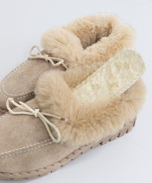 モカシン レディース ボアローファー冬靴 可愛い フェイクファーパンプス ぺたんこ 暖かい ムートンスリッポン スエード調 履きやすい ふわふわシューズ 疲れない 2LONG-007