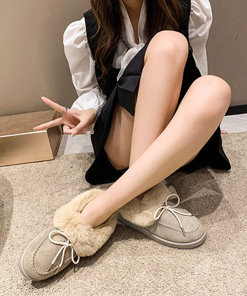 モカシン レディース ボアローファー冬靴 可愛い フェイクファーパンプス ぺたんこ 暖かい ムートンスリッポン スエード調 履きやすい ふわふわシューズ 疲れない 2LONG-007