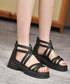 厚底サンダル ストラップサンダル美脚夏靴 歩きやすい グラディエーターサンダル レディース クロス グルカサンダル お洒落ボーンサンダル 黒 ローマサンダル韓国風 2LONG-008