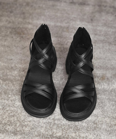 厚底サンダル ストラップサンダル美脚夏靴 歩きやすい グラディエーターサンダル レディース クロス グルカサンダル お洒落ボーンサンダル 黒 ローマサンダル韓国風 2LONG-008