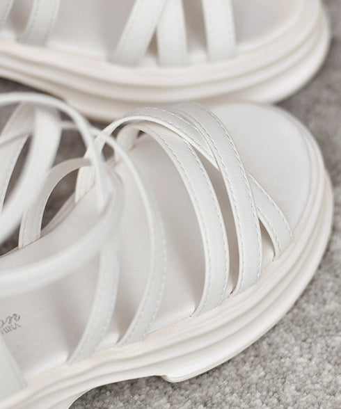 厚底サンダル ストラップサンダル美脚夏靴 歩きやすい グラディエーターサンダル レディース クロス グルカサンダル お洒落ボーンサンダル 黒 ローマサンダル韓国風 2LONG-008