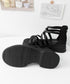 厚底サンダル ストラップサンダル美脚夏靴 歩きやすい グラディエーターサンダル レディース クロス グルカサンダル お洒落ボーンサンダル 黒 ローマサンダル韓国風 2LONG-008