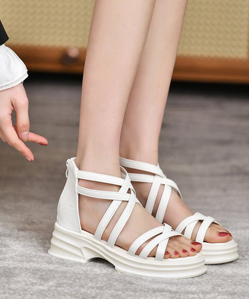 厚底サンダル ストラップサンダル美脚夏靴 歩きやすい グラディエーターサンダル レディース クロス グルカサンダル お洒落ボーンサンダル 黒 ローマサンダル韓国風 2LONG-008