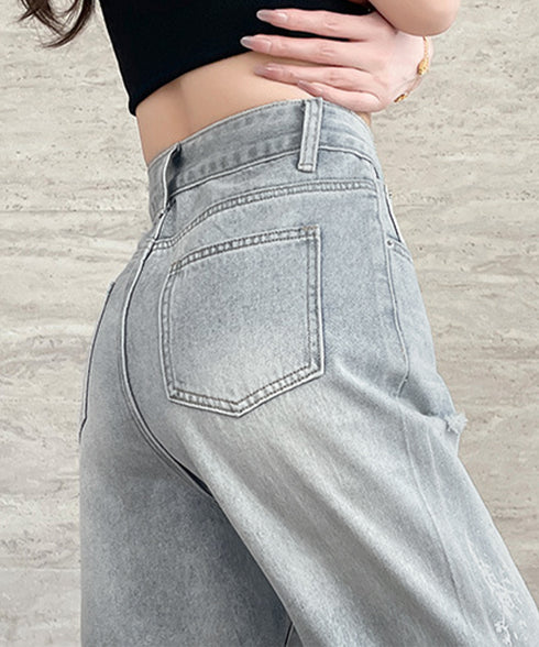 デニムパンツ レースダメージデニムY2K レディース ハイウエストヴィンテージジーンズ クラッシュレトロジーパン着やせ 韓国風ストリート レースパッチワークデニム 2LUANXI-001