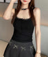 レース切替キャミソールカップ付きインナー レディースキャミインナー スクエアネック インナートップス ボタン付き シンプル肌着 フェミニンリブブラキャミ セクシー 2MANFEN-001