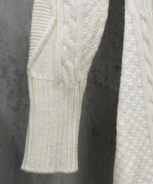 ケーブル編みニットワンピースミニ丈韓国風 ゴールドボタンショートワンピース レディース 大人きれいめ フェミニン ロング丈ニットカーディガン 着やせセータードレス 2NVRJ-014