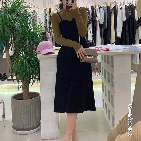 長袖プルオーバー レディース カットソー シンプル ロングスリーブ Tシャツ 重ね着 無地インナートップス プチハイネック 春秋冬 韓国 ベーシック 肌着 着やせ 2OUMAL-001