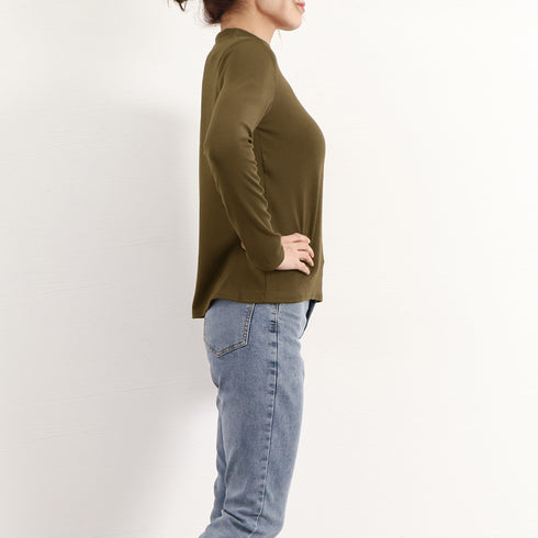 長袖プルオーバー レディース カットソー シンプル ロングスリーブ Tシャツ 重ね着 無地インナートップス プチハイネック 春秋冬 韓国 ベーシック 肌着 着やせ 2OUMAL-001