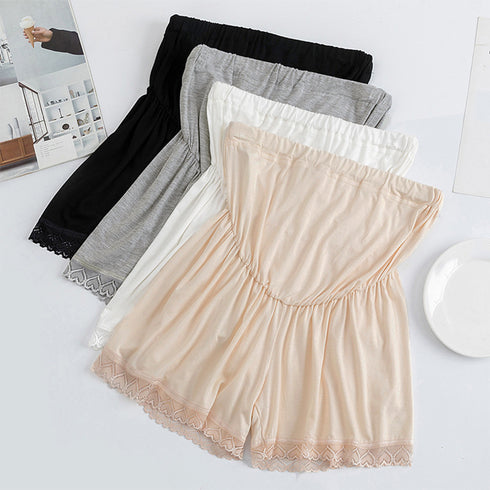 マタニティペチコート 裾レース 韓国風 マタニティウェア 透け防止 インナーパンツ アジャスター付き タップパンツ 産前 産後 見せパン ゆったり マタニティ服 2QYQY-001