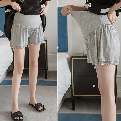 マタニティペチコート 裾レース 韓国風 マタニティウェア 透け防止 インナーパンツ アジャスター付き タップパンツ 産前 産後 見せパン ゆったり マタニティ服 2QYQY-001