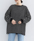 ボーダーtシャツ レディース 長袖ロンT ラウンドネック ゆったり 着やせプルオーバー 韓国 おしゃれカットソー 体型カバートップス チュニック無地 春秋冬着回し 2RIRI-001