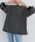 ボーダーtシャツ レディース 長袖ロンT ラウンドネック ゆったり 着やせプルオーバー 韓国 おしゃれカットソー 体型カバートップス チュニック無地 春秋冬着回し 2RIRI-001