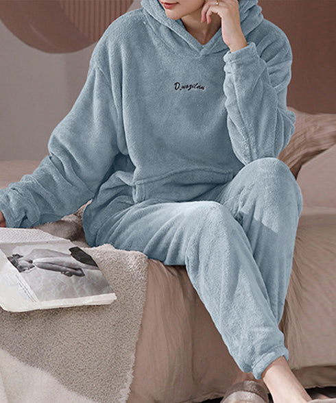ルームウェア フリース パジャマ セット レディース 可愛い 部屋着上下セット ふわふわ ボアパジャマ 秋冬 韓国リラックスウェア 暖かい 長袖室内着セットアップ 2RIRI-002