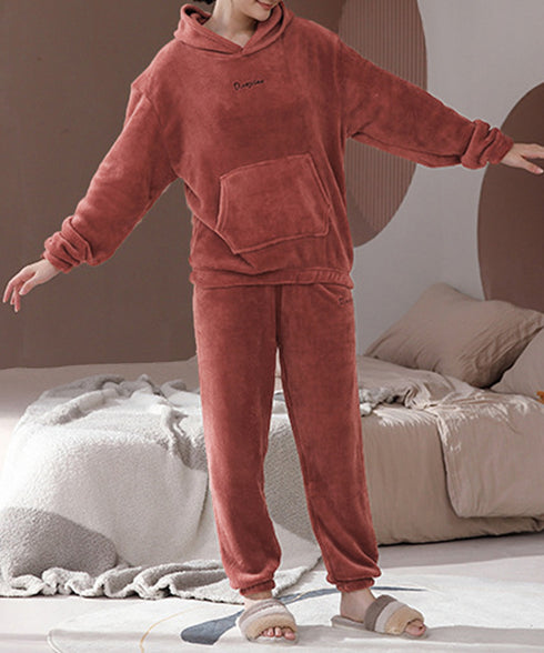 ルームウェア フリース パジャマ セット レディース 可愛い 部屋着上下セット ふわふわ ボアパジャマ 秋冬 韓国リラックスウェア 暖かい 長袖室内着セットアップ 2RIRI-002