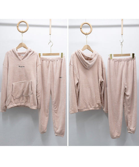 ルームウェア フリース パジャマ セット レディース 可愛い 部屋着上下セット ふわふわ ボアパジャマ 秋冬 韓国リラックスウェア 暖かい 長袖室内着セットアップ 2RIRI-002