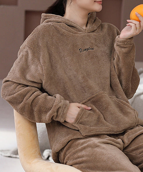 ルームウェア フリース パジャマ セット レディース 可愛い 部屋着上下セット ふわふわ ボアパジャマ 秋冬 韓国リラックスウェア 暖かい 長袖室内着セットアップ 2RIRI-002