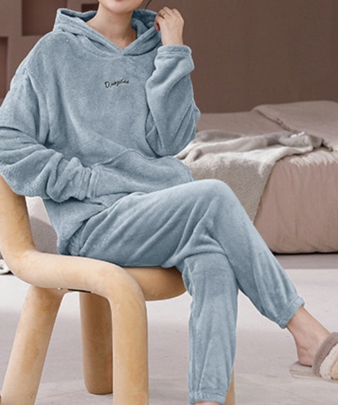 ルームウェア フリース パジャマ セット レディース 可愛い 部屋着上下セット ふわふわ ボアパジャマ 秋冬 韓国リラックスウェア 暖かい 長袖室内着セットアップ 2RIRI-002