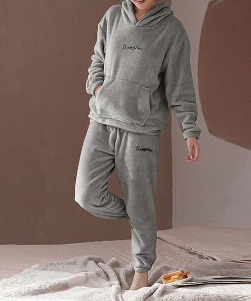 ルームウェア フリース パジャマ セット レディース 可愛い 部屋着上下セット ふわふわ ボアパジャマ 秋冬 韓国リラックスウェア 暖かい 長袖室内着セットアップ 2RIRI-002