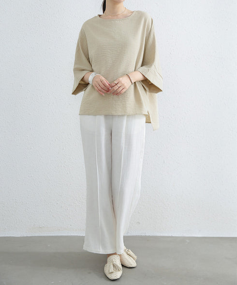 ブラウス レディース ドルマンカットソー クルーネック 薄手 プルオーバー ゆったり 大人女性夏服 無地 着やせトップス 30代40代 オフィスカジュアル 通勤服 2RIRI-004