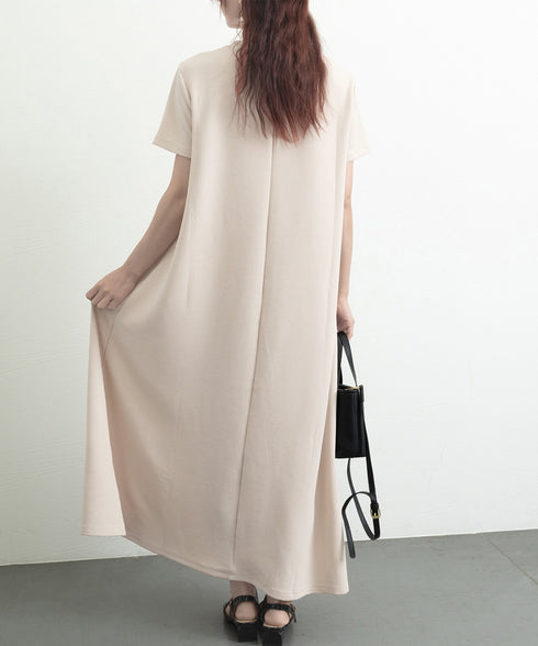 AラインTシャツワンピース 体型カバー夏 半袖 ロングワンピース レディース ラウンドネック リラックスワンピ 30代40代50代 着やせワンピ 無地ルームウェア 2RIRI-005