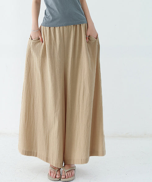 リラックスワイドパンツ キュロットパンツ レディース ハイウエスト フレアパンツ ゆったり 涼しげパンツ ナチュラル カジュアルスカンツ ポケット付きスカーチョ夏 2RIRI-011
