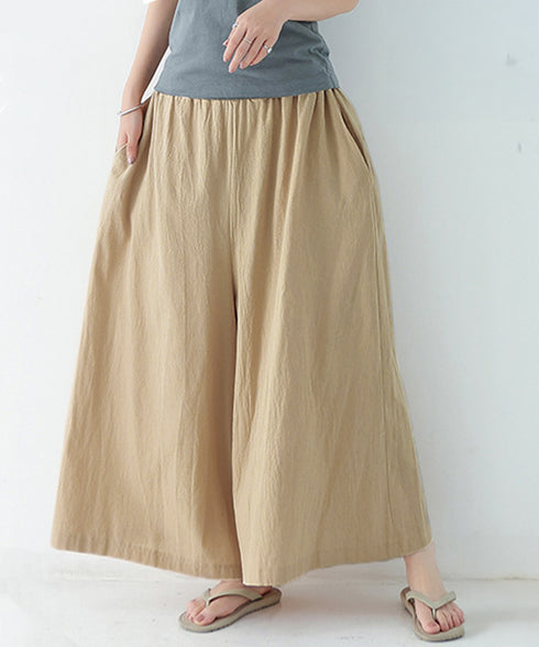 リラックスワイドパンツ キュロットパンツ レディース ハイウエスト フレアパンツ ゆったり 涼しげパンツ ナチュラル カジュアルスカンツ ポケット付きスカーチョ夏 2RIRI-011