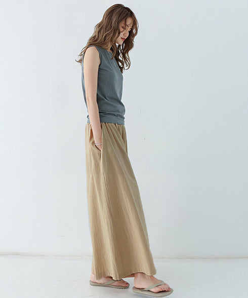 リラックスワイドパンツ キュロットパンツ レディース ハイウエスト フレアパンツ ゆったり 涼しげパンツ ナチュラル カジュアルスカンツ ポケット付きスカーチョ夏 2RIRI-011